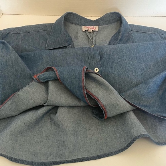 Hester & Orchard Chambray Blue Women's Blouse Shirt Tie Button Front Size Large - Picture 7 of 16